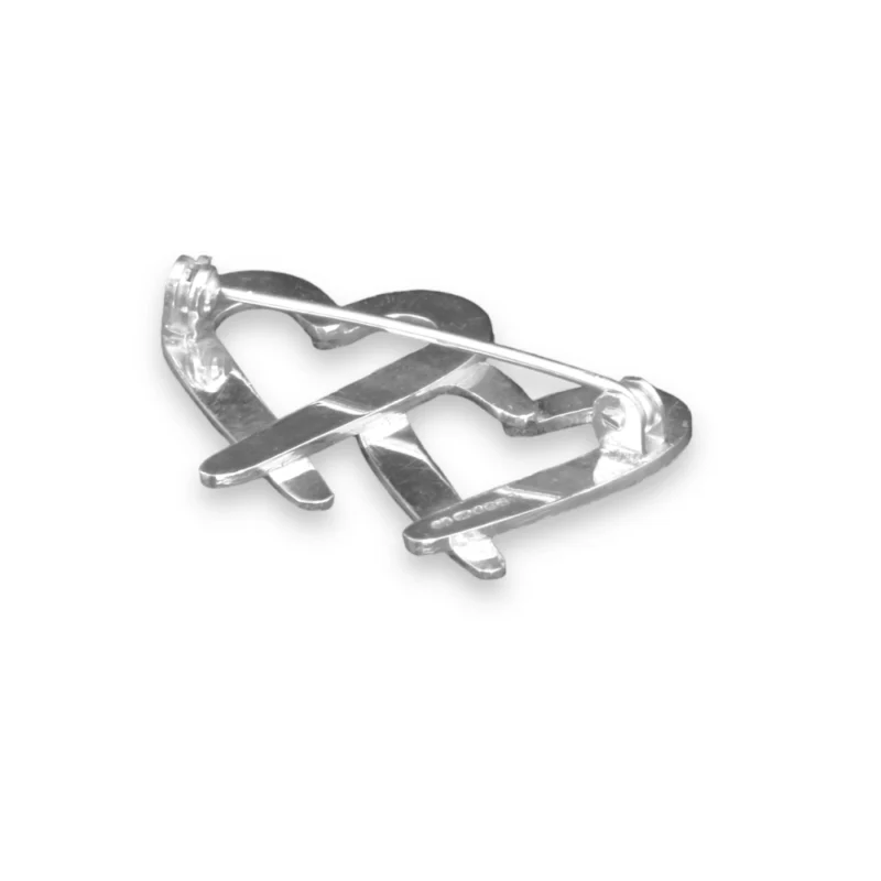 sterling silver double heart brooch.